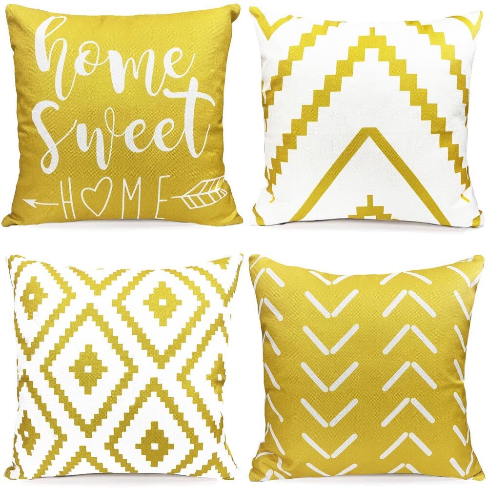 3810 Decorative Throw Pillow Covers Set of 4 Yellow Pillow Covers 20x20